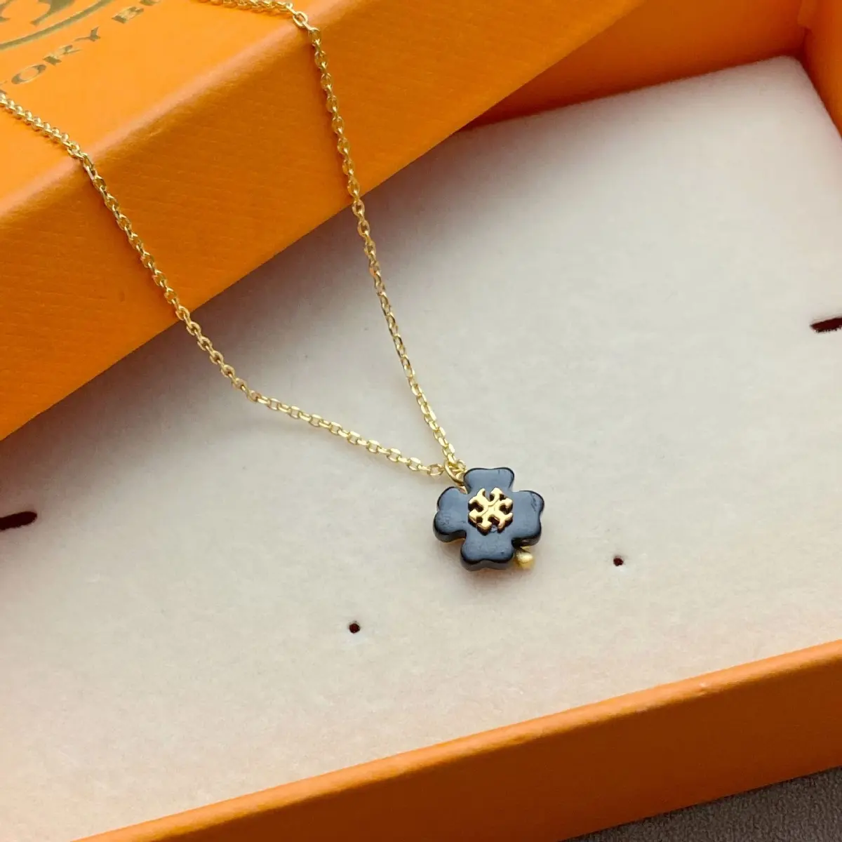 Tory Burch Multicolored Floral Pendant Necklace, Adjustable Length, Women's Fashion Jewelry