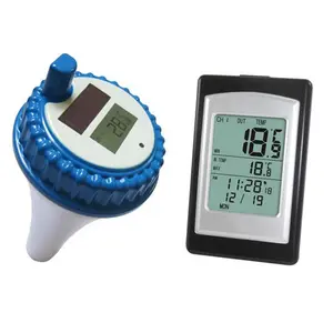 Pool thermometer floating easy read digital pool temperature thermometer wireless water thermometer and indoor monitor digital pool thermometer for ice bath hot tub fish tank