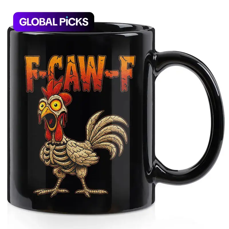 Funny Chicken Mug, 11-oz Ceramic Coffee Cup, Novelty Gift for Men & Women, Perfect for Office & Home, Funny Dad Mug, Ceramic Printed Drinkware, Funny Mugs #GLOBAL PICKS