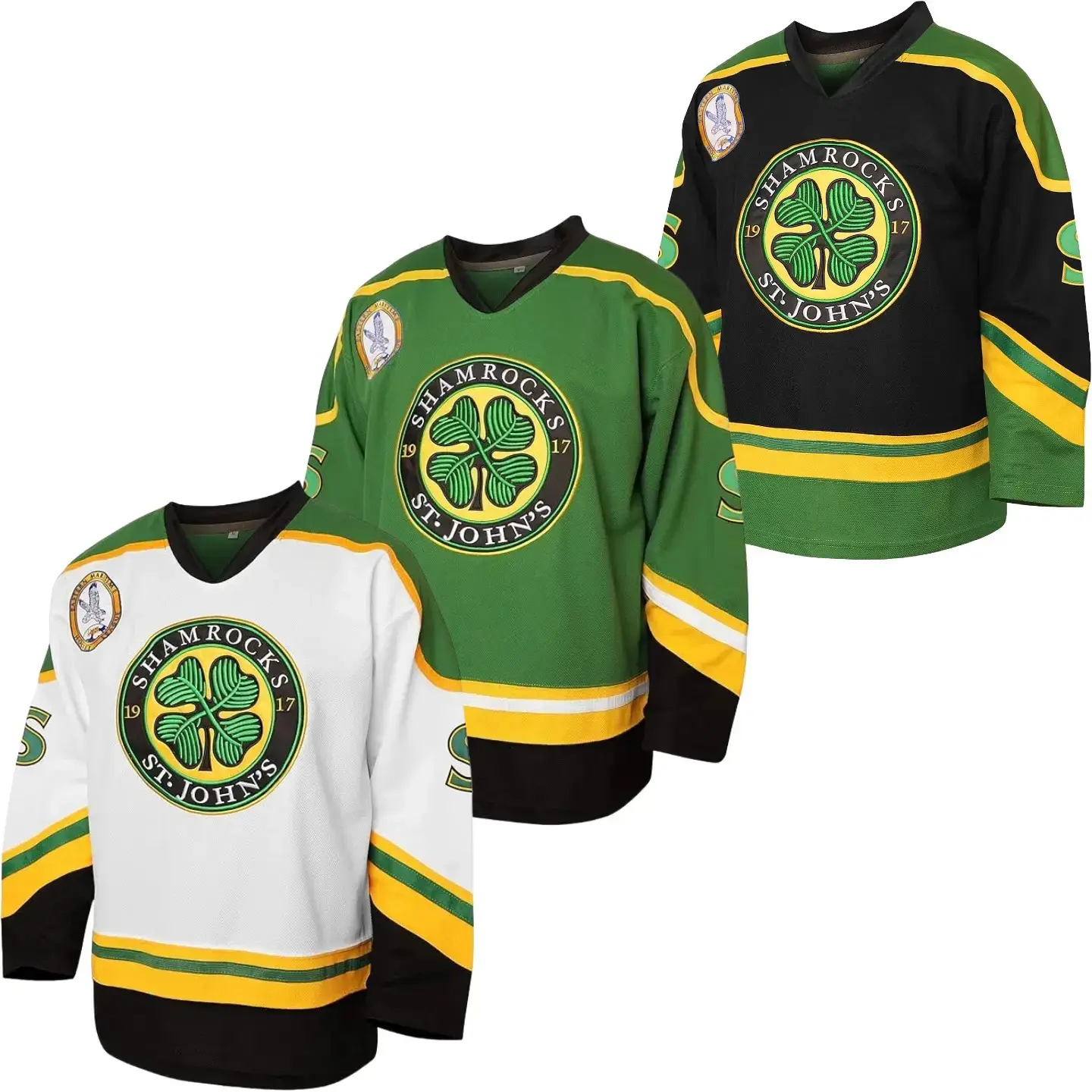 St. Patrick's Day Ross The Boss Reilly Goon Movie Hockey Jersey #3, Stitched Celtic Clover, Halloween Sports Fanwear, Embroidery, S-3XL, TikTok Viral Friday 13th Unisex Athletic Workout Clothing Training Apparel Casual