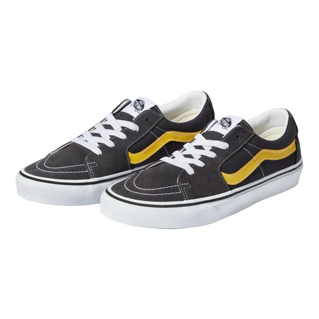 VANS Sk8-Low Utility Pop Men's Sports Shoes, Raven/Freesia Suede & Canvas Low-Top Trainers with Cushioned Vulcanized Rubber Sole, Footwear, Athletic, Casual, Optimal Cushion, Cushioned Midsole, Street/Tricks
