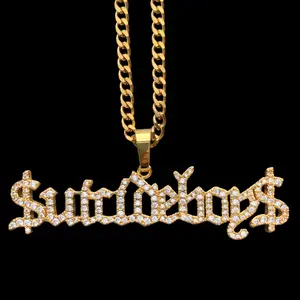 Iced Out $uicideboy$ Necklace 2" Cubic Zirconia Pendant Gold Plated Brass G59 Pendant with Choice of Chain High GREY59 Suicideboys Quality Jewelry Free Gift Included