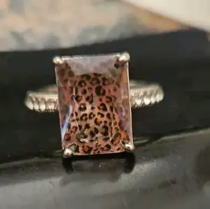 Luxurious Leopard Print Shiny Silver Ring Set – Handmade Bohemian Statement Ring for Engagement, Parties & Elegant Gifting