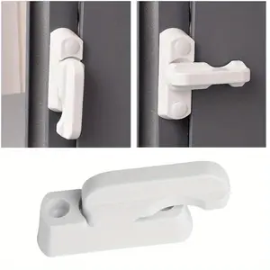 2pcs Easy-Install Plastic Window & Door Sash Locks - Secure Home Safety Lever with Screws, White
