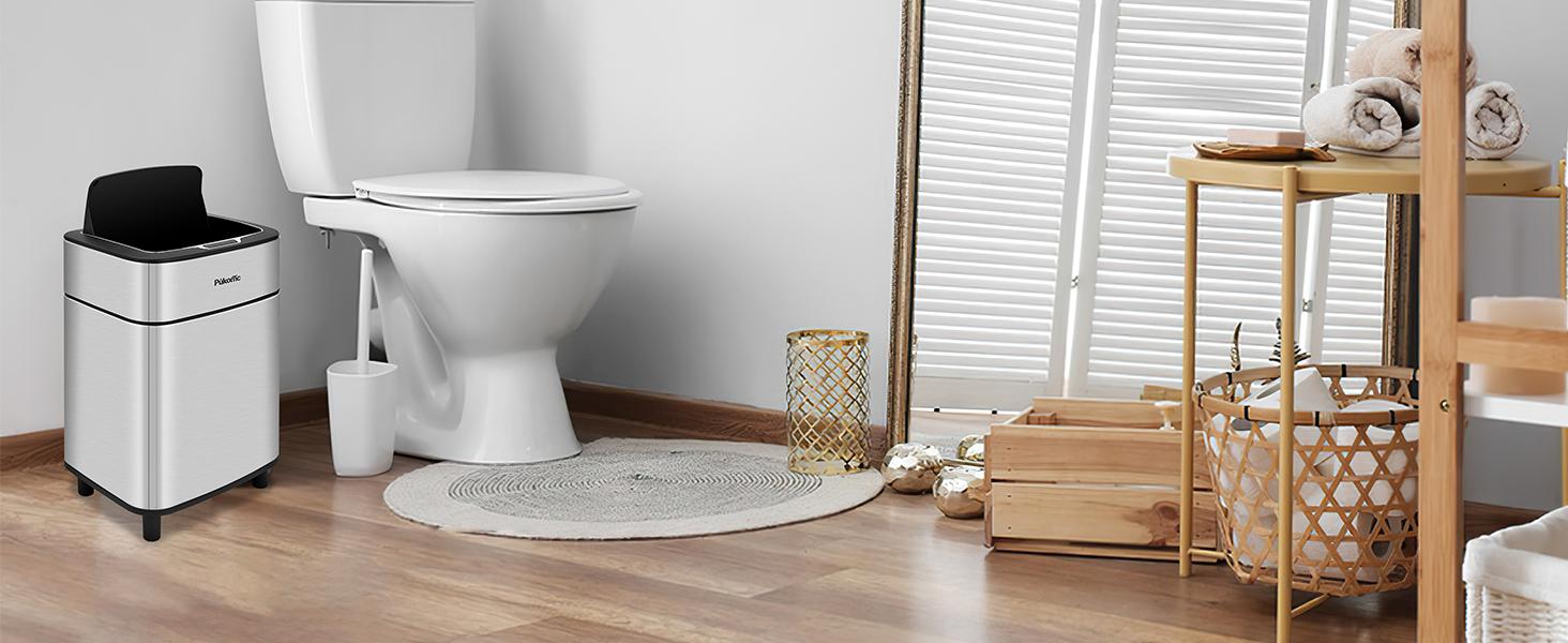 Pukomc Smart Sensing Touchless Trash Can – 2.7Gal Motion-Activated Auto Open/Close Odor-Sealed Bin with Digital Display & Soft Close Lid (Batteries Required)