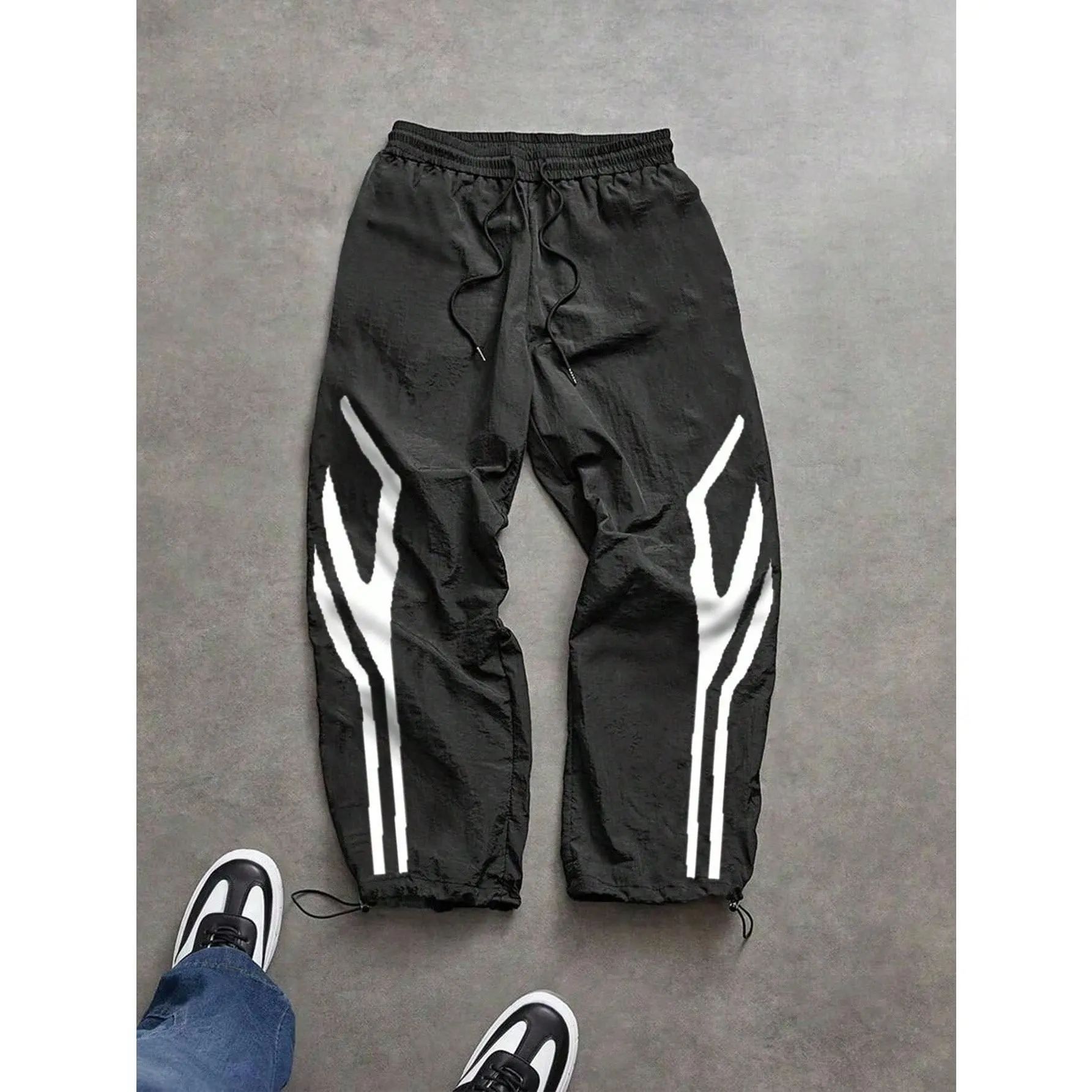 Y2K Color Block Baggy Parachute Pants Wide Leg Pants Hip Hop Track Trousers Casual Streetwear