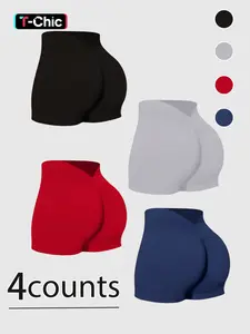 Women's High-Waist Seamless Workout Shorts, Tummy Control Design, High-Stretch Comfortable Activewear, Stylish Fitness Bottoms, Running Training Shorts, Athletic Wear, Skinny Workout Shorts