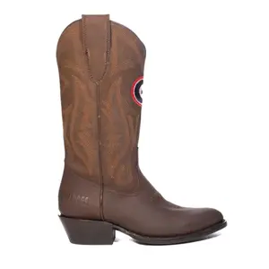 Gameday Boots Womens University Of Georgia Embroidered Round Toe  Casual Boots Mid Calf Low Heel 1-2" - Brown