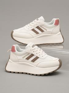 women's fashionable lace up platform sneakers, casual comfortable breathable sports running shoes, female all-match round toe chunky sneakers for daily wear, breathable lightweight sneakers