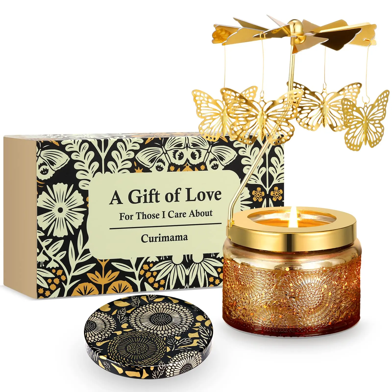 CURIMAMA Rotatable Butterfly Soy Scented Candle - Strong Fragrance Jewelry Candle, Home Decor, Desk Accessory, Casual Gift for Women (Back to School, Engagement, Thanksgiving, Black Friday)