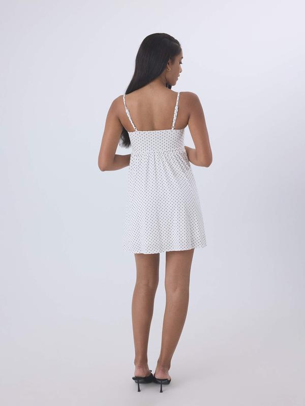 Klassy Network Solid Babydoll Mini Dress - Soft Fabric, Minimalist Style, Perfect for Everyday Wear