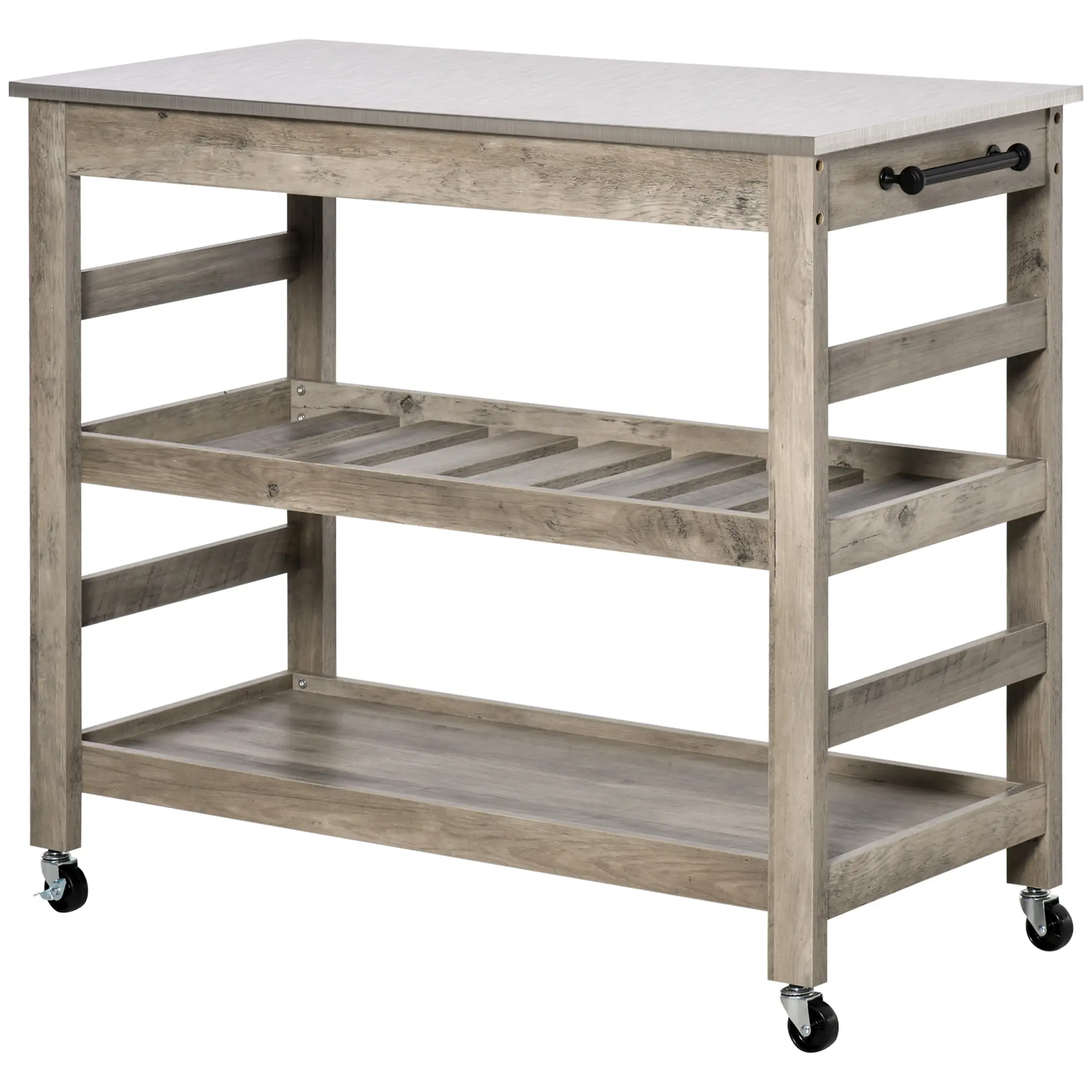 Rolling Kitchen Cart with Stainless Steel Top - NSF-Grade Mobile Utility Trolley, Food Prep Station with Storage Shelves & Drawers, Easy-to-Clean Work Table for Home & Restaurant