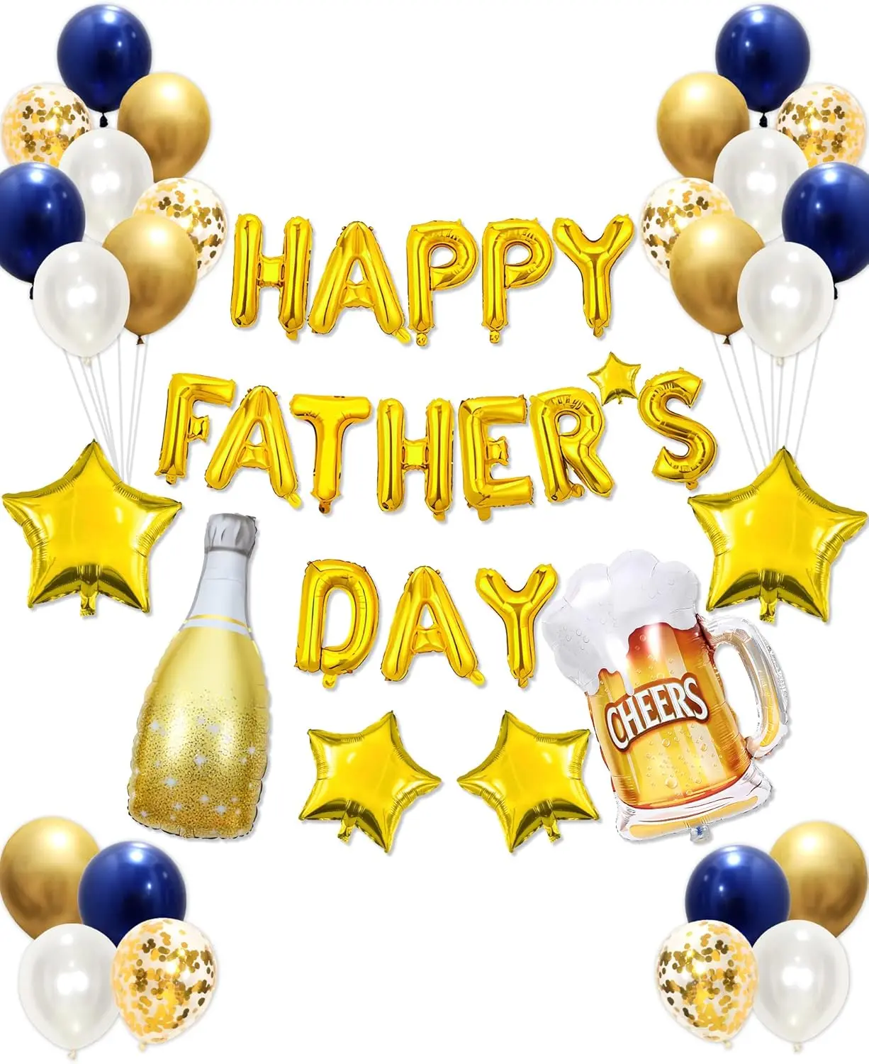 50 pcs Happy Father's Day Balloon Set Decorations for Party, Pack of Father's Day Banner Letters Party Supplies for Photo Booth Backdrop