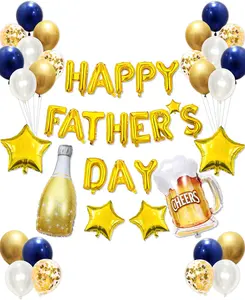 50 pcs Happy Father's Day Balloon Set Decorations for Party, Pack of Father's Day Banner Letters Party Supplies for Photo Booth Backdrop