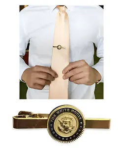 White house inspired with 24K gold plated engraved Tie Clip