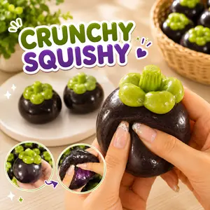 Crunchy Mangosteen Squishy Toy, Realistic Food-Shaped Fruit Stress Relief Fidget Toy, ASMR Crispy Squeeze Gift Toy, 1 ct