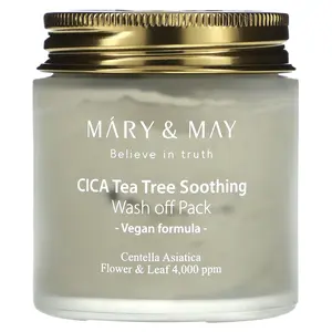Mary & May CICA Tea Tree Soothing, Wash Off Pack, 4.4 oz (125 g)