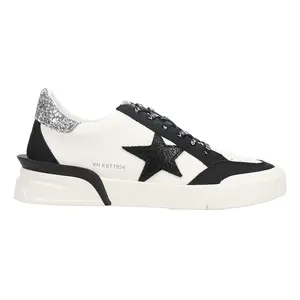 Vintage Havana Womens Laser Glitter Lace Up Sneakers Shoes Casual - White
