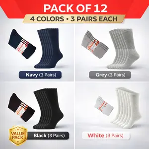 SOC DOC Multi-Color 12 Pairs Diabetic Crew Socks, Non-Binding Socks for Swollen Feet & Legs, Neuropathy, Lymphedema, Bariatric & Cast Boot Use, Men & Women