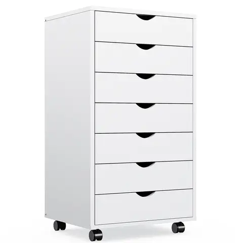 5/7-Drawer Mobile File Cabinet, Wooden Top Office Organizer with Wheels, Noiseless Full-Extension Drawers for Letter, A4, Legal Storage
