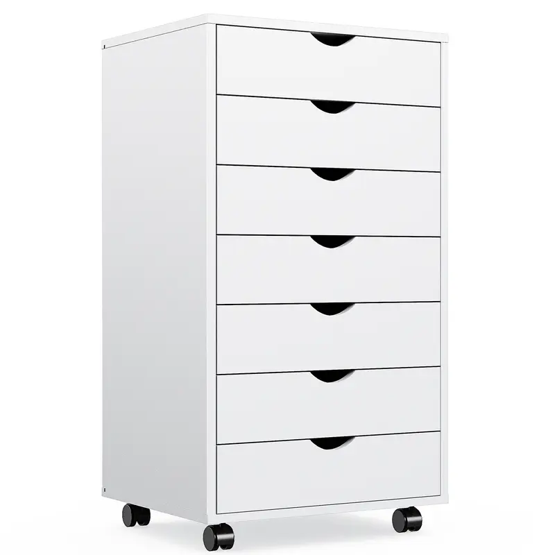 5/7-Drawer Mobile File Cabinet, Wooden Top Office Organizer with Wheels, Noiseless Full-Extension Drawers for Letter, A4, Legal Storage