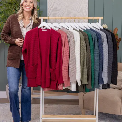Zenana Low Gauge Waffle Open Cardigan Sweater | S-3X