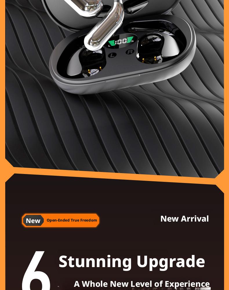 2026 Open Ear Bluetooth Headphones, LED Digital Display, DT5.0 Directional Sound, 13mm Dynamic Driver, 75H Playtime, Over-Ear Wireless Earbuds for Sports/Running