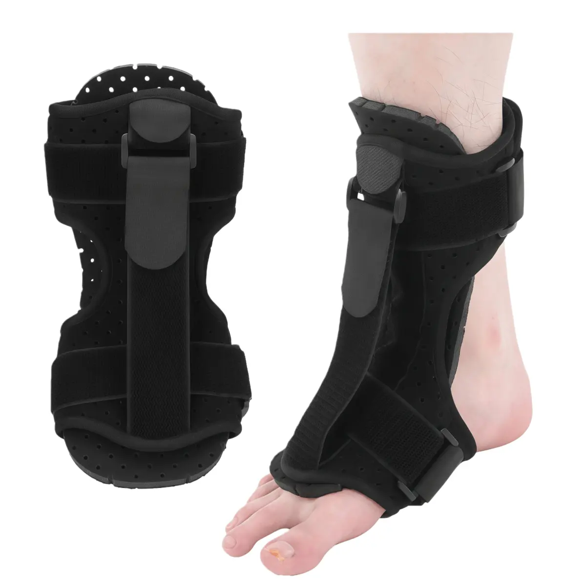 Adjustable Ankle Support Brace - Plantar Fasciitis Stretching Splint & Foot Drop Orthosis, Comfortable Daily Foot Stabilizer