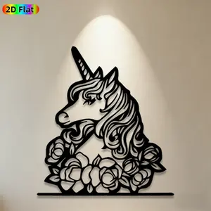 1pc Unicorn & Rose Metal Wall Art, Enchanted Unicorn Statue Mural, Ideal Gift for Valentine's Day, Wedding, Unicorn Decor Enthusiasts, Rust-Resistant Metal Wall Decor Wall Sculptures, Perfect for Bedroom Wall & Garden Fence, Magical Home Decor