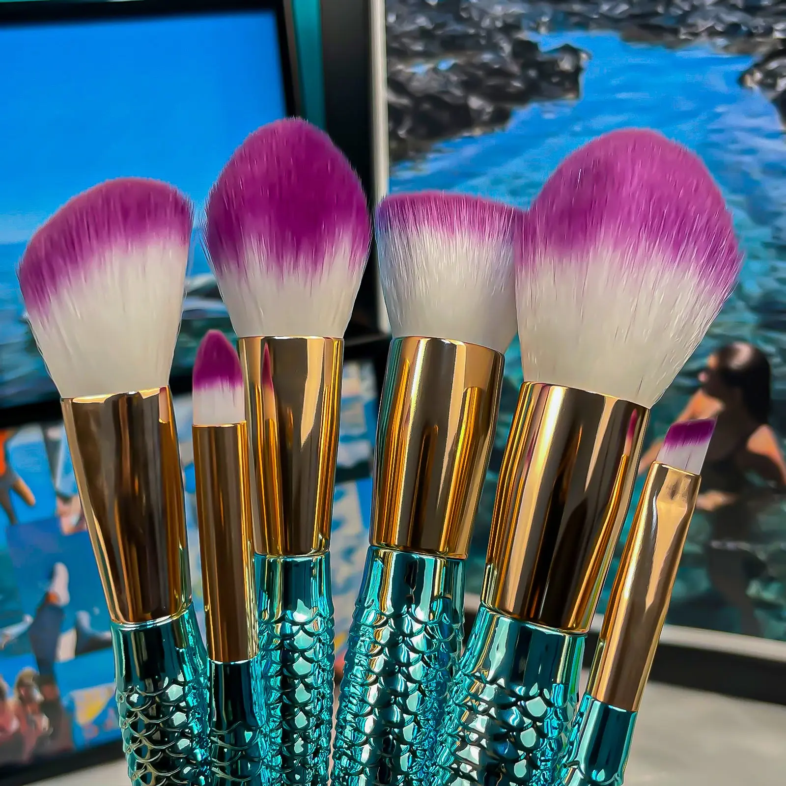 Makeup Brushes Set Mermaid Coralia, 6 Pcs Makeup Brushes Set Mermaid Coralia, 6 Pcs