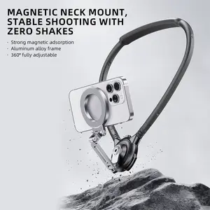 3-Axis Freedom Magnetic Neck Mount, Extendable POV Vlog Phone Holder, Professional Hands-Free Video Stand for Phone