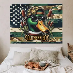 Camouflage Shot Caller Print Cloth Tapestry - Linen-Cotton Duck Hunting Hanging Wall Art, Home Decoration for Living Rooms, Dormitories