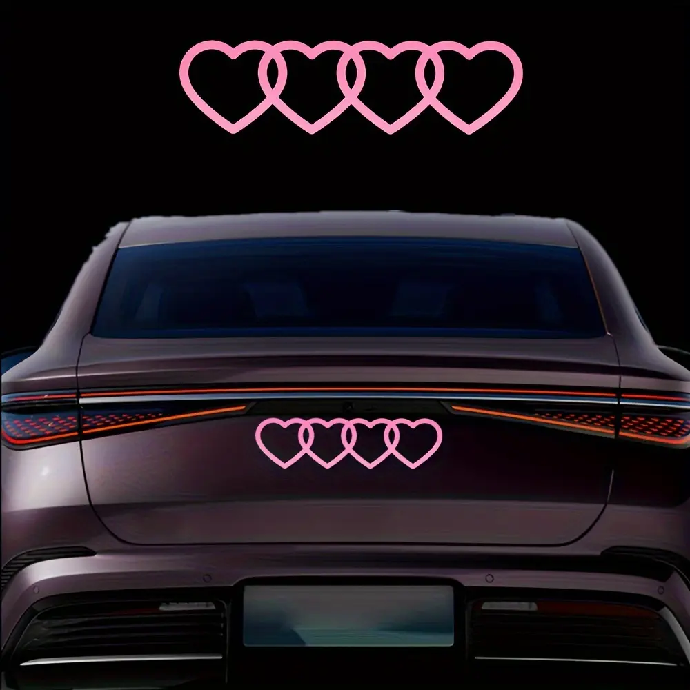 1PC Romantic Heart Logo Multi-connected Heart Car Sticker, Car Decorative Sticker, for Car, Motorcycle, Highlight Romantic Style, Inject Heart Linkage Romantic Design DNA into Your Vehicle/Gear, Trendy Decoration Maximizes Vibe