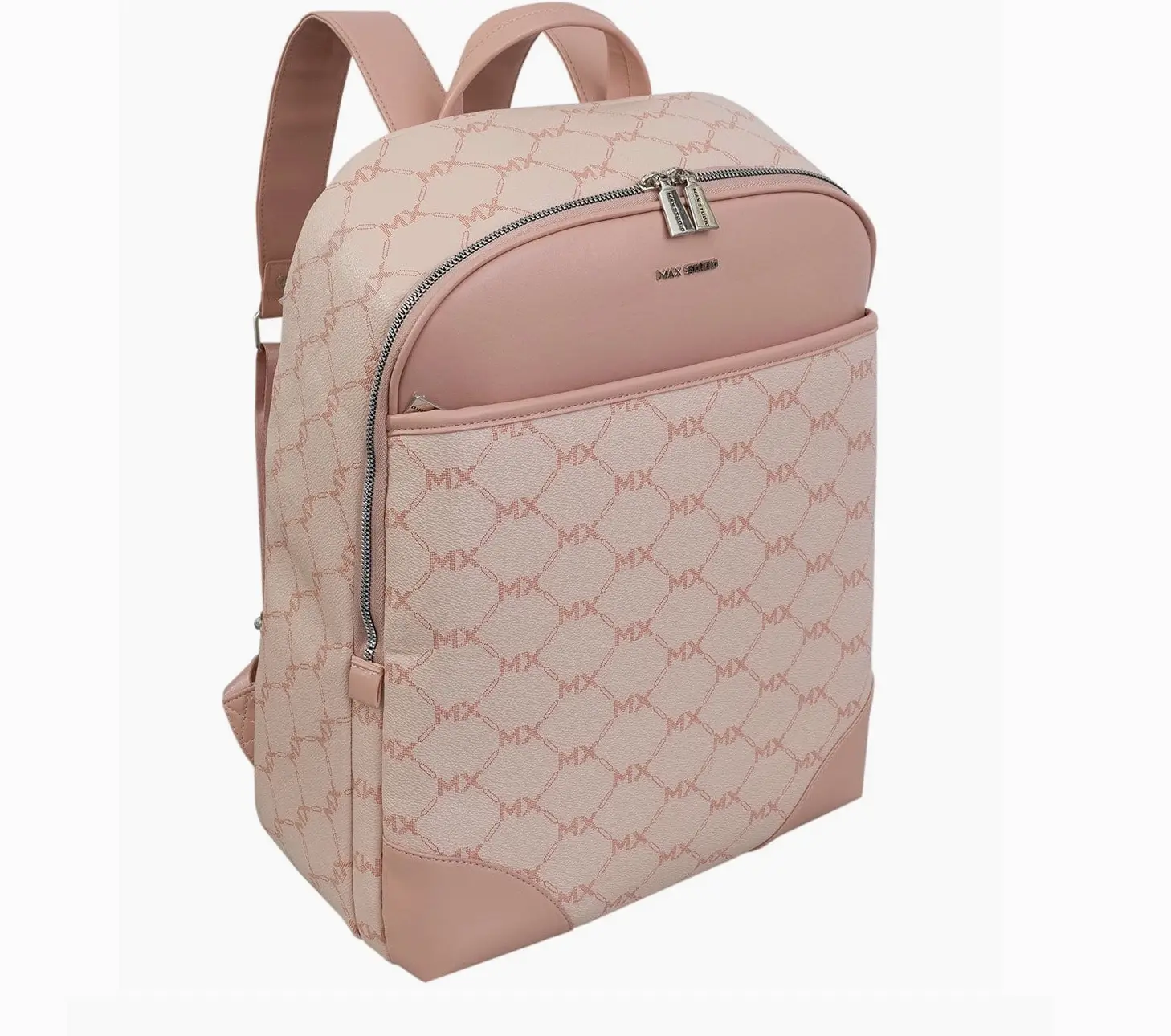 Max Studio Pebble Grain Signature Print Backpack with Front Zippered Pocket
