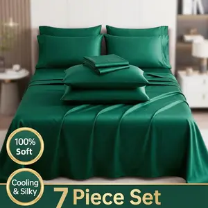 Cosybay Bed Sheet Set 7pcs,Soft & Luxurious comforter sets queen,  1 comforter,1 Fitted sheet up to 18 inches,1 Flat Sheet King size,2 pillow Shells, 2 Pillowcases, Machine Washable, for Bedroom School Guest Room dormitory,Gift for Valentine's Day