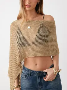 Elegant Asymmetric Knit Shawl Top, Womenswear, Multi-Wear Hollow Out Design, Casual Loose Fit, Stylish Vacation Style, Perfect for Lazy Days