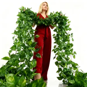 6/12/24-Pack Artificial Ivy Vine, Home Decor Faux Greenery, Green Leaf Vine for Hanging Decor in Homes, Weddings, Parties, Gardens, Walls, and Rooms. Beautiful Vine Suitable for All Seasons, Both Indoors and Outdoors, Requires No