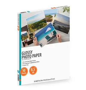 Glossy Photo Paper - 50 Sheets, 8.5" x 11", 8.5 mil, Original White Inkjet Paper, Features Fine Brightener and Improved Scrapbooking & More