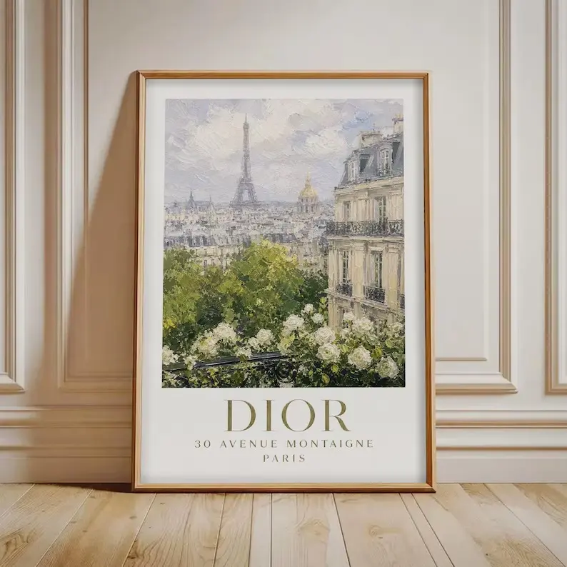 Paris Balcony Print, Eiffel Tower Landscape Painting, French Impressionist Wall Art, Parisian Home Decor, Vintage City View