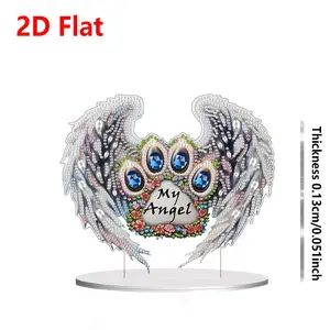 2D Flat DIY 5D Diamond Painting Bear Paw Wings Acrylic Decoration Kit, Unique Mosaic Art Craft, Desktop Decor, Creative Home Bedroom Accessories