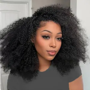 Flash Deal Kinky Curly Invisi Strap Snug Fit 360 Transparent Lace Frontal Bleached Knots Pre Cut Lace Wig With Drawstring