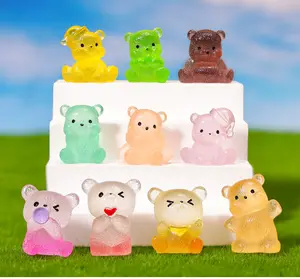 Livifree Mini Glow-in the dark Cute Bears 10pcs per Set for Desktop, Car, DIY Craft,  Dollhouse Room Decor, Light Landscape Decorative Ornament Resin Figurines Fairy