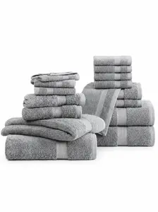 LANE LINEN 16 Piece Bath Towels - 100% Cotton Towels for Bathroom, Premium Quality Hotel Towels, Highly Soft & Absorbent Bathroom Towel Set, 4 Bath Towels, 4 Hand Towels, 8 Wash Cloths, Gift, Shower