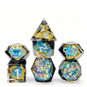 New Treasure Lava Resin Dice Set DND Board Game Dice COC Role-Playing Game Dice D20 Holiday Gift