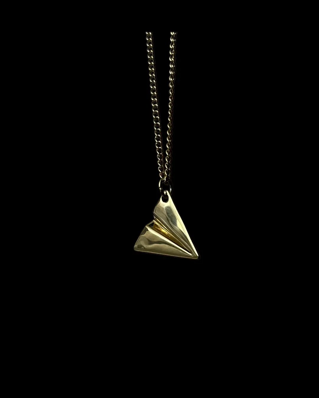 14K Gold Paper Airplane Pendant Necklace, Nontarnish Waterproof Sweatproof