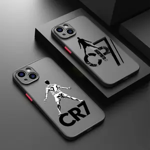 YY-7 FootballStar CR7-Ronaldo  For iPhone X XS XR 7 8 11 12 13 14 15Mini Plus Pro Max Frosted Translucent Phone Case