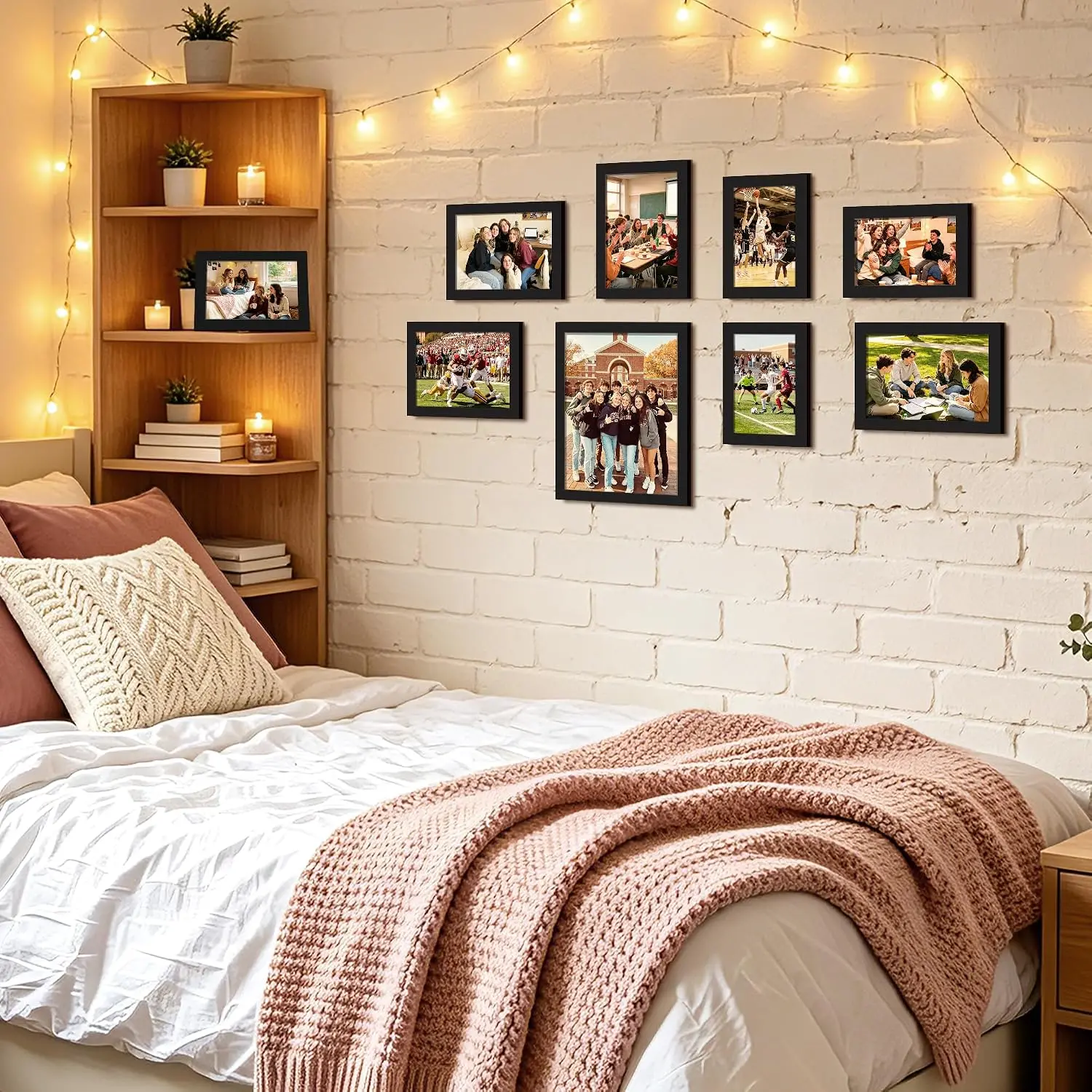 upsimples 10 Pack Picture Frames Collage Wall Decor for Mounting or Tabletop Display, Photo Gallery Frame Set for Family, Multi Sizes Including 8x10, 5x7, 4x6, Black | Multi Picture Frames Collage Wall Decor
