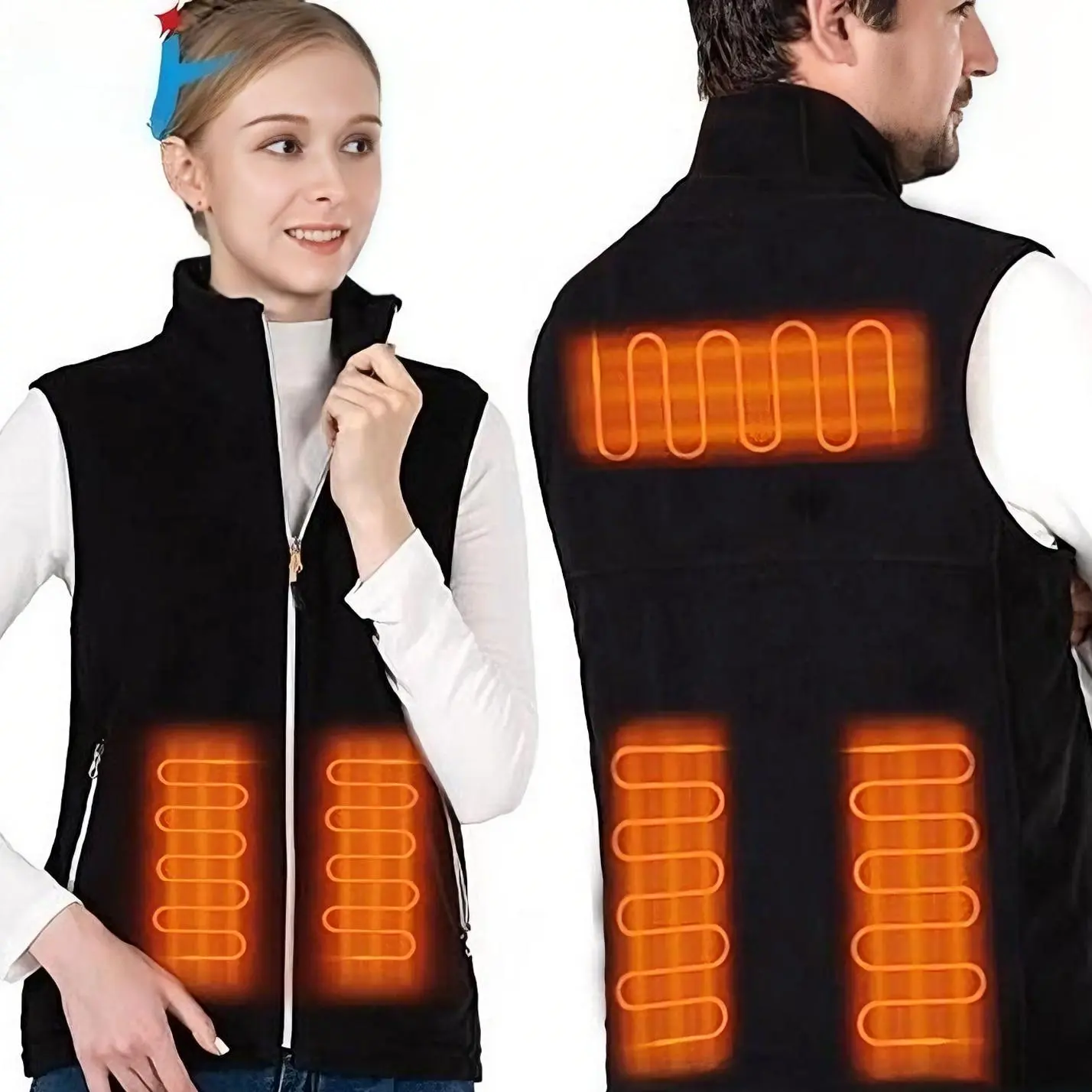Men's Winter Black Fleece Heated vest with Three-Level Temperature Control System | Unisex Style | Designed with lightweight, durable,breathable, and water-resistant fabric—a casual everyday warm jacket featuring a USB port, perfect for Christmas gifting.