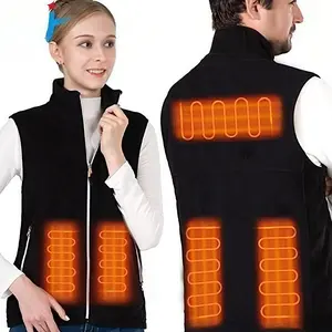 Men's Winter Black Fleece Heated vest with Three-Level Temperature Control System | Unisex Style | Designed with lightweight, durable,breathable, and water-resistant fabric—a casual everyday warm jacket featuring a USB port, perfect for Christmas gifting.