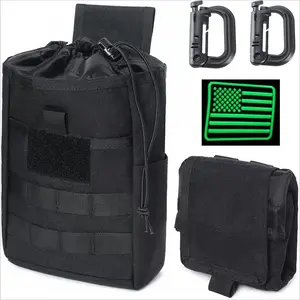 Foldable Utility Waist Bag Molle Dump Pouch for Hiking Accessories with Roll Up Drawstring Tactical Storage